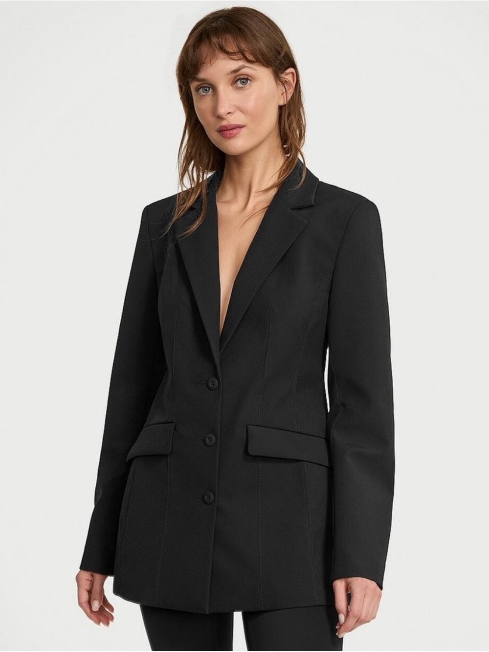 VSX Black Tailored Long Workout Blazer Jacket
